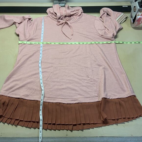 LOGO by LORI GOLDSTEIN French Terry Hoodie With Chiffon Trim Size 1X Pullover - Picture 12 of 13